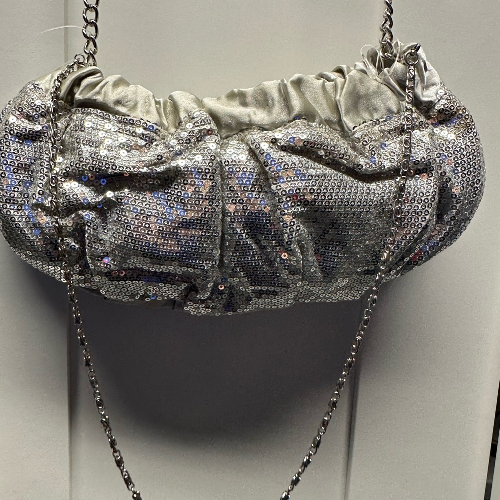 Glamorous Silver Sequin Shoulder Bag